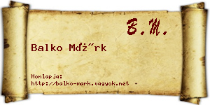 Balko Márk névjegykártya